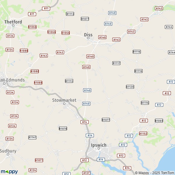 Map Mid Suffolk: map of Mid Suffolk (IP14 1) and practical information