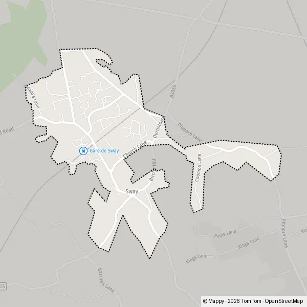 Map Sway: map of Sway, New Forest SO41 6 and practical information