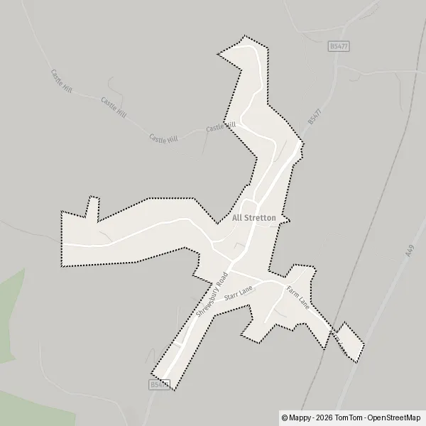 Map All Stretton: map of All Stretton, Shropshire SY6 6 and practical ...
