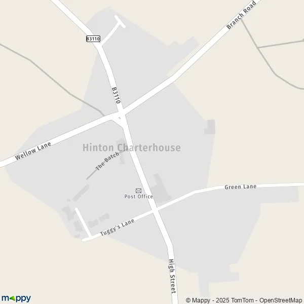 Map Hinton Charterhouse map of Hinton Charterhouse (BA2 7) and