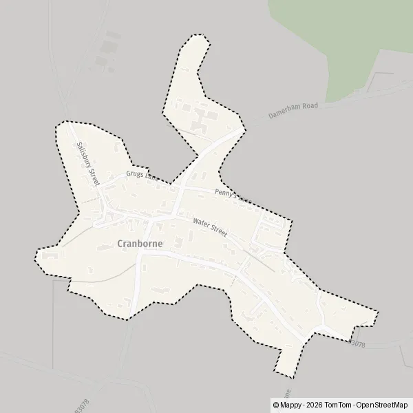 Map Cranborne: map of Cranborne (BH21 5) and practical information