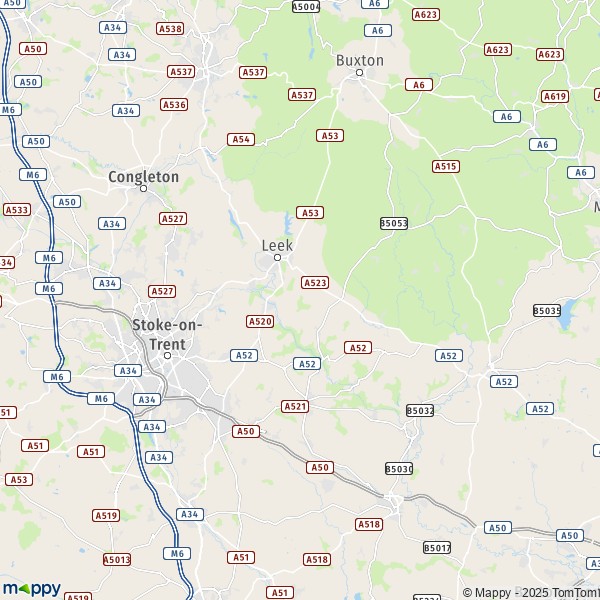 Map Staffordshire Moorlands: map of Staffordshire Moorlands (CW12 3