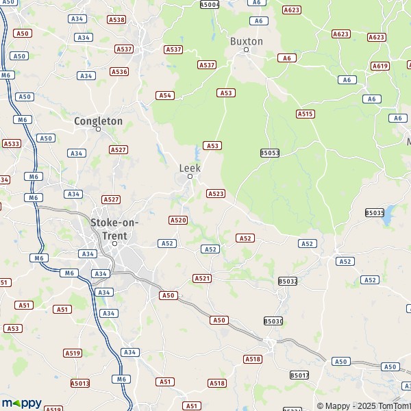 Map Staffordshire Moorlands: map of Staffordshire Moorlands (CW12 3