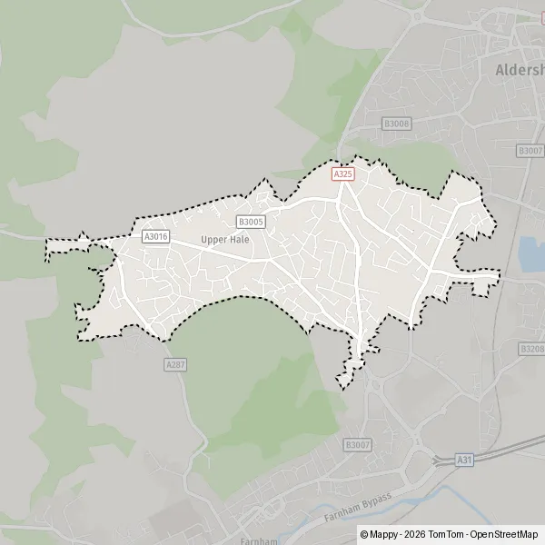 Map Upper Hale: map of Upper Hale (GU9 0) and practical information