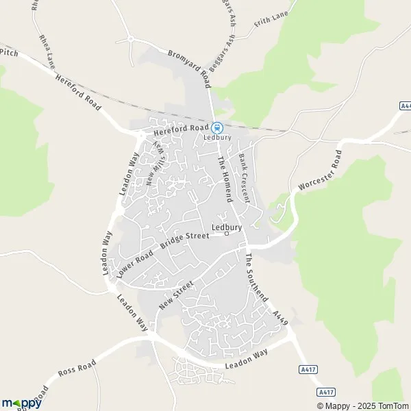 Map Ledbury map of Ledbury (HR8 2) and practical information