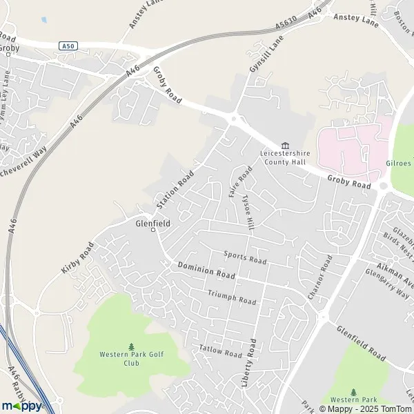 Map Glenfield map of Glenfield (LE3 8) and practical information