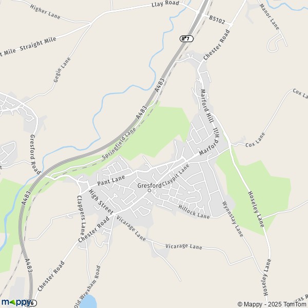 Map Gresford: map of Gresford (LL12 8) and practical information