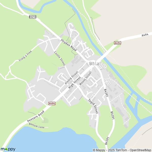 Map Bala: map of Bala (LL23 7) and practical information