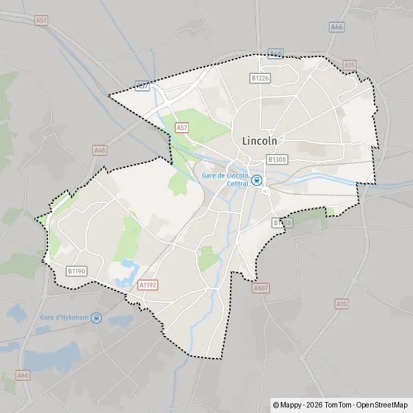 Map Lincoln: map of Lincoln (LN2 2) and practical information