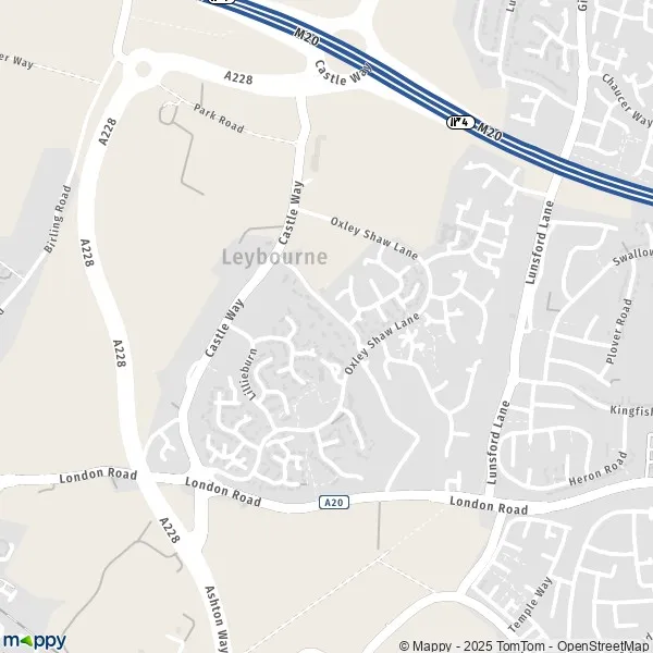 Map Leybourne map of Leybourne (ME19 5) and practical information