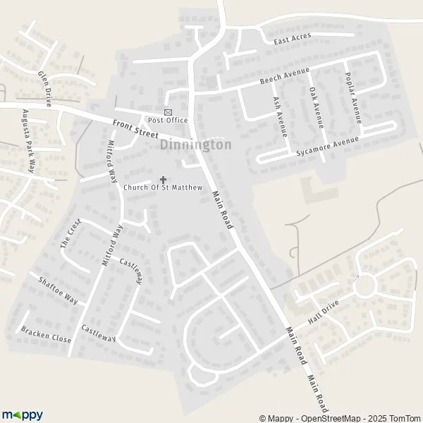 Map Dinnington map of Dinnington (NE13 7) and practical information