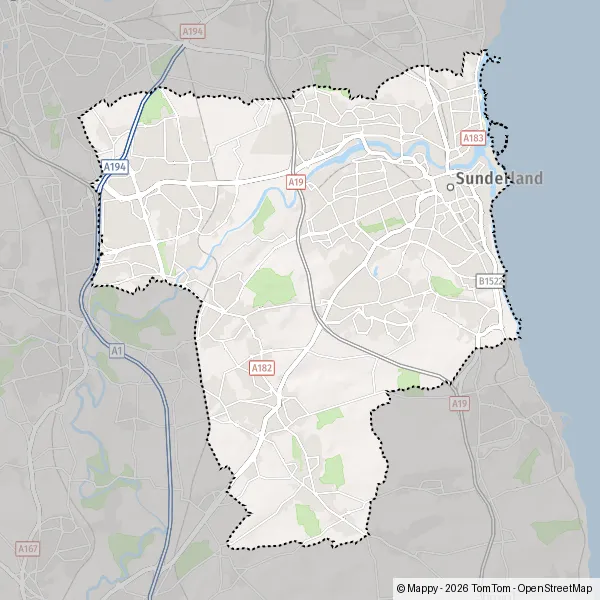 Map Sunderland: map of Sunderland (NE38 9) and practical information