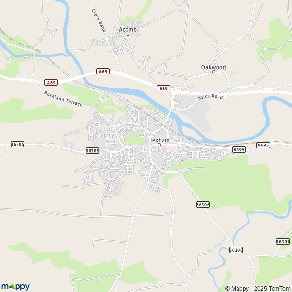 Map Hexham: map of Hexham (NE46 1) and practical information