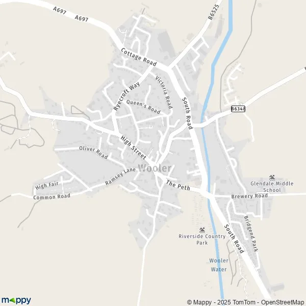 Map Wooler map of Wooler (NE71 6) and practical information