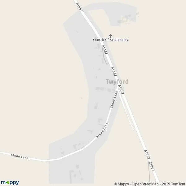 Map Twyford map of Twyford (NR20 5) and practical information