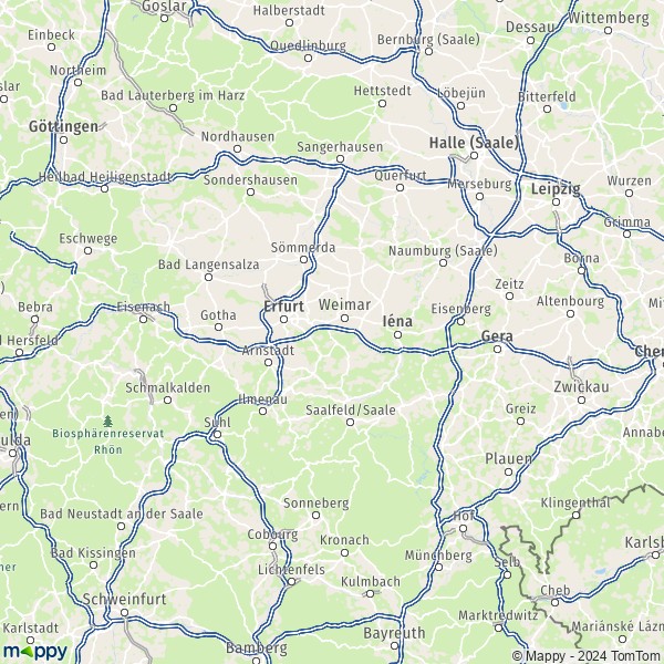 Map of Thuringia : map of Thuringia and practical information - Mappy