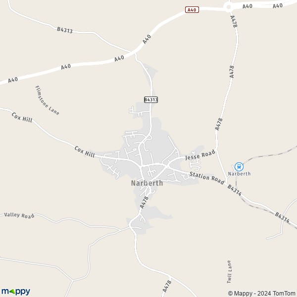 Map Narberth: map of Narberth (SA67 7) and practical information