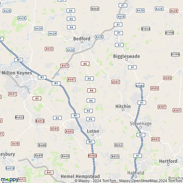 Map Central Bedfordshire: map of Central Bedfordshire (SG16 6) and ...