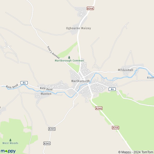 Map Marlborough map of Marlborough (SN8 1) and practical information