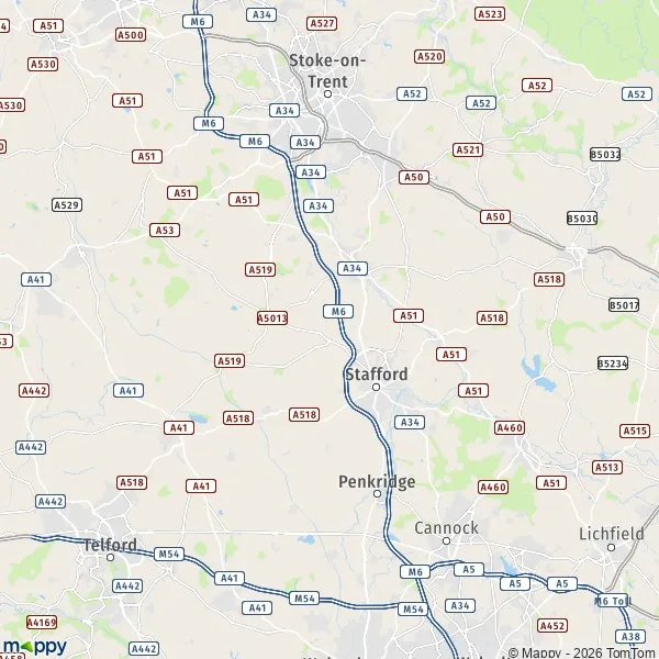 Map Stafford: map of Stafford (ST17 4) and practical information