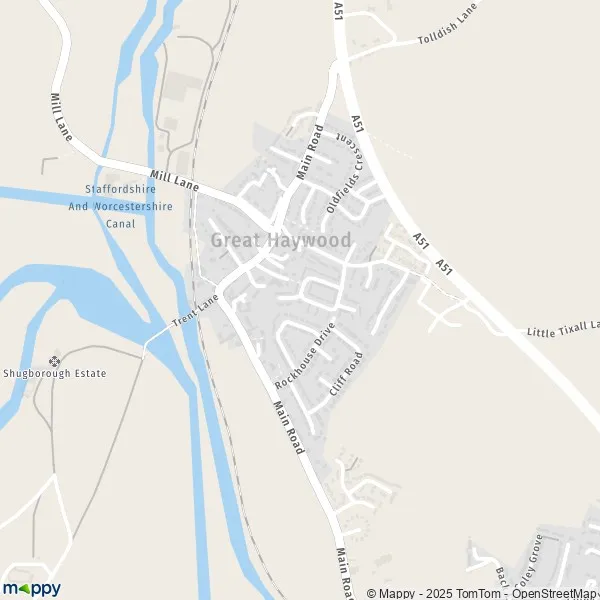 Map Great Haywood map of Great Haywood (ST18 0) and practical information