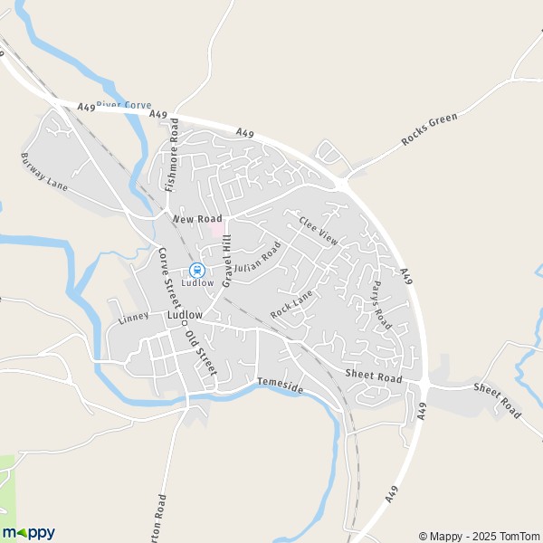 Map Ludlow: map of Ludlow (SY8 1) and practical information